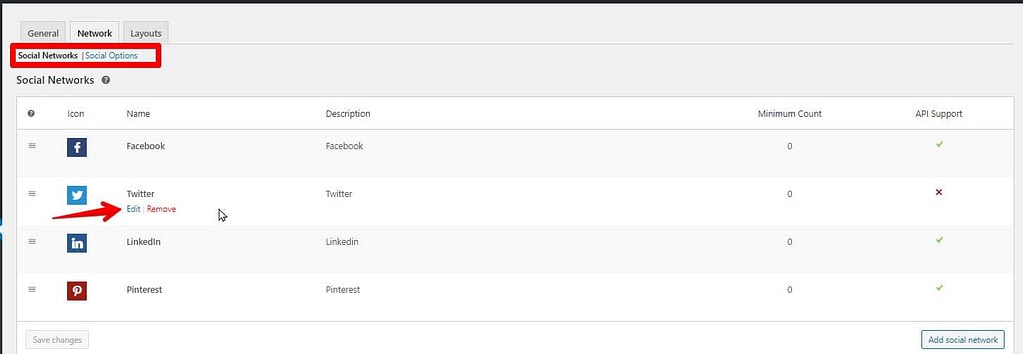 opciones de red esy social sharing