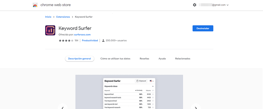 extension chrome keyword surfer