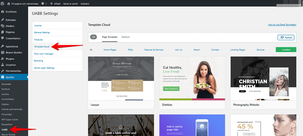 templates para UABB