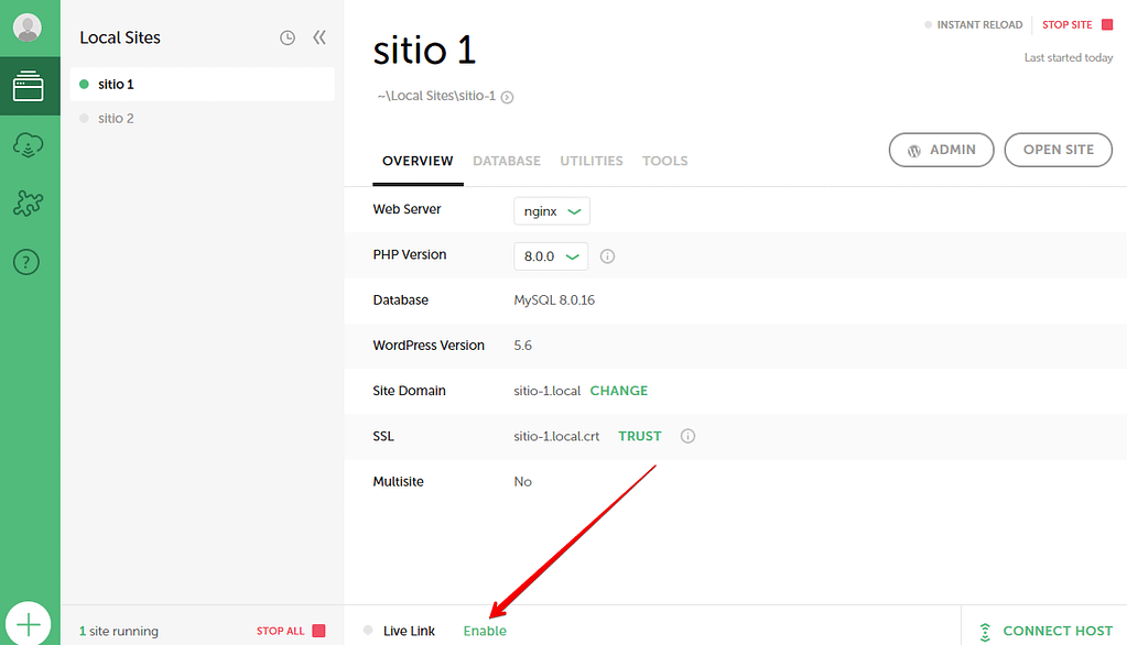 sitio en vivo localwp