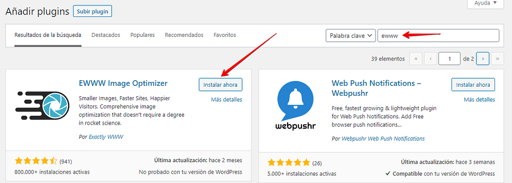 plugin ewww Image Optimizer
